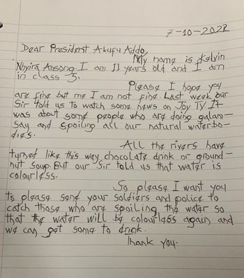 11-Year-Old Ghanaian Boy Writes Emotional Letter To President Akuffo-Addo About Galamsey